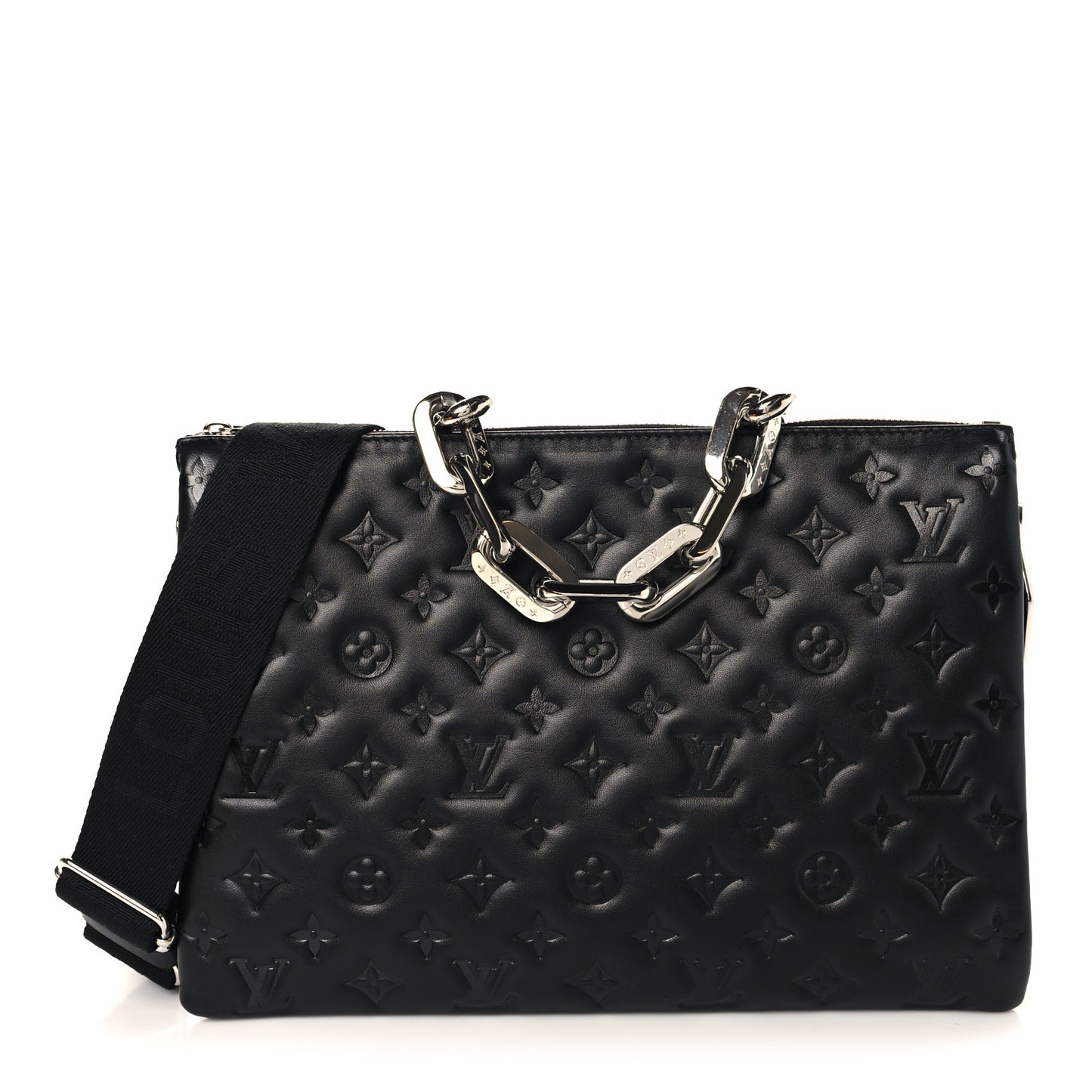 Lambskin Embossed Monogram Coussin MM Black