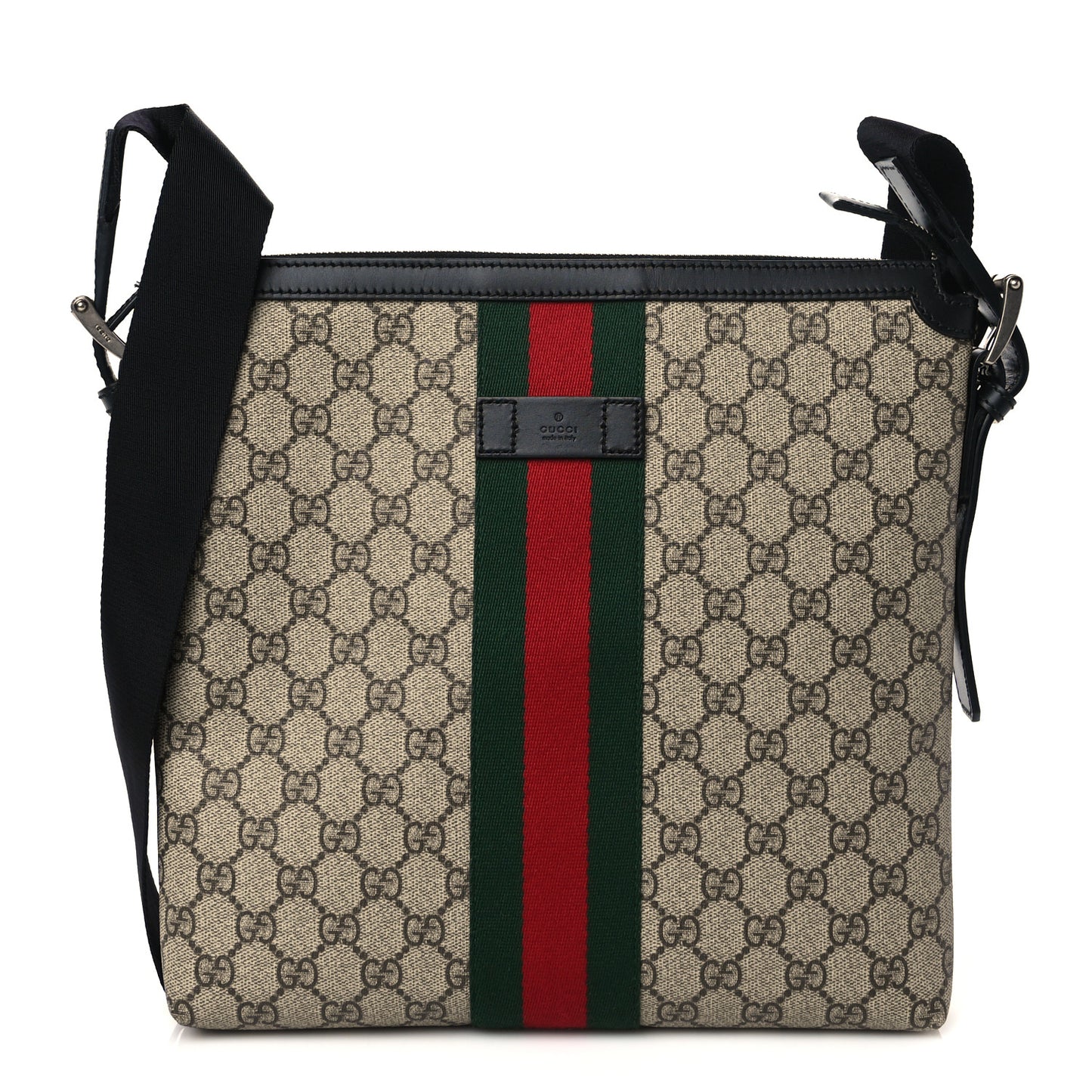 GG Supreme Monogram Web Messenger Bag Black