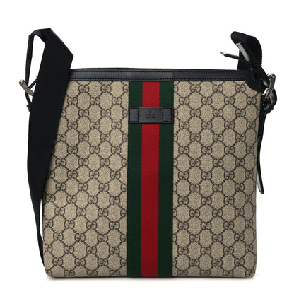 Gucci GG Supreme Monogram Web Messenger Bag Black 1 of 10