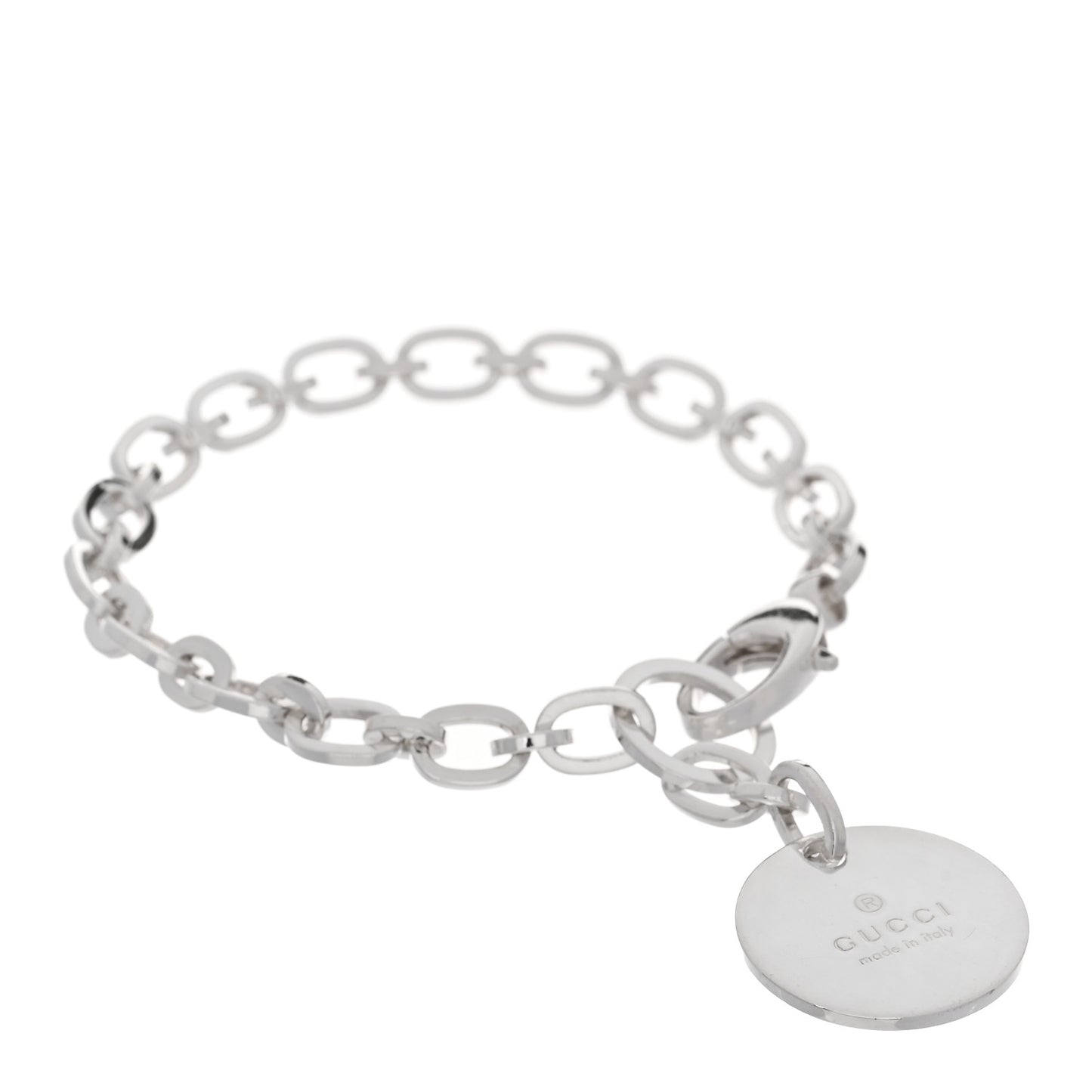 Sterling Silver Link Round Charm Bracelet