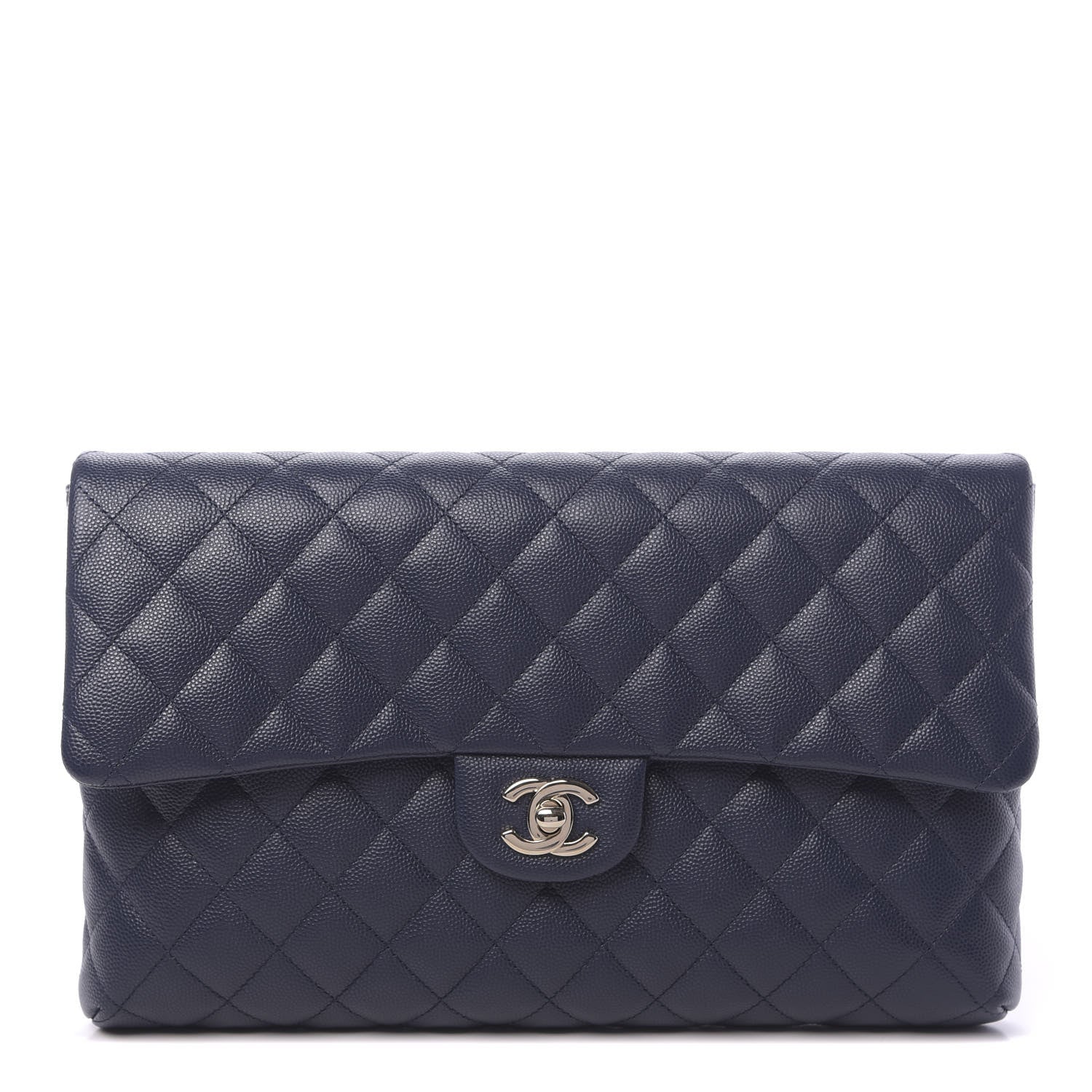 Chanel Caviar Quilted Flap Clutch Navy Blue 1 of 11