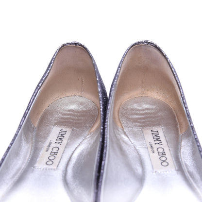Jimmy Choo Glitter Flats 37.5 Gunmetal 12 of 13