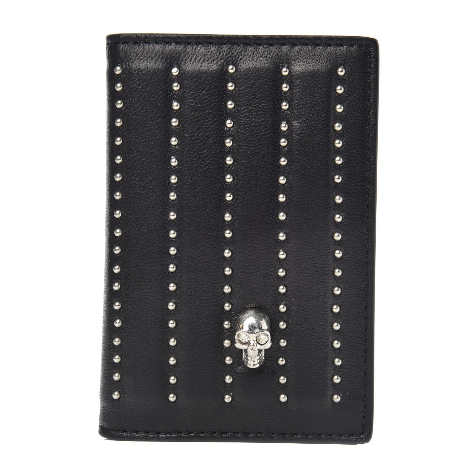 Alexander McQueen Calfskin Studded Skull Card Holder Black 1 of 7