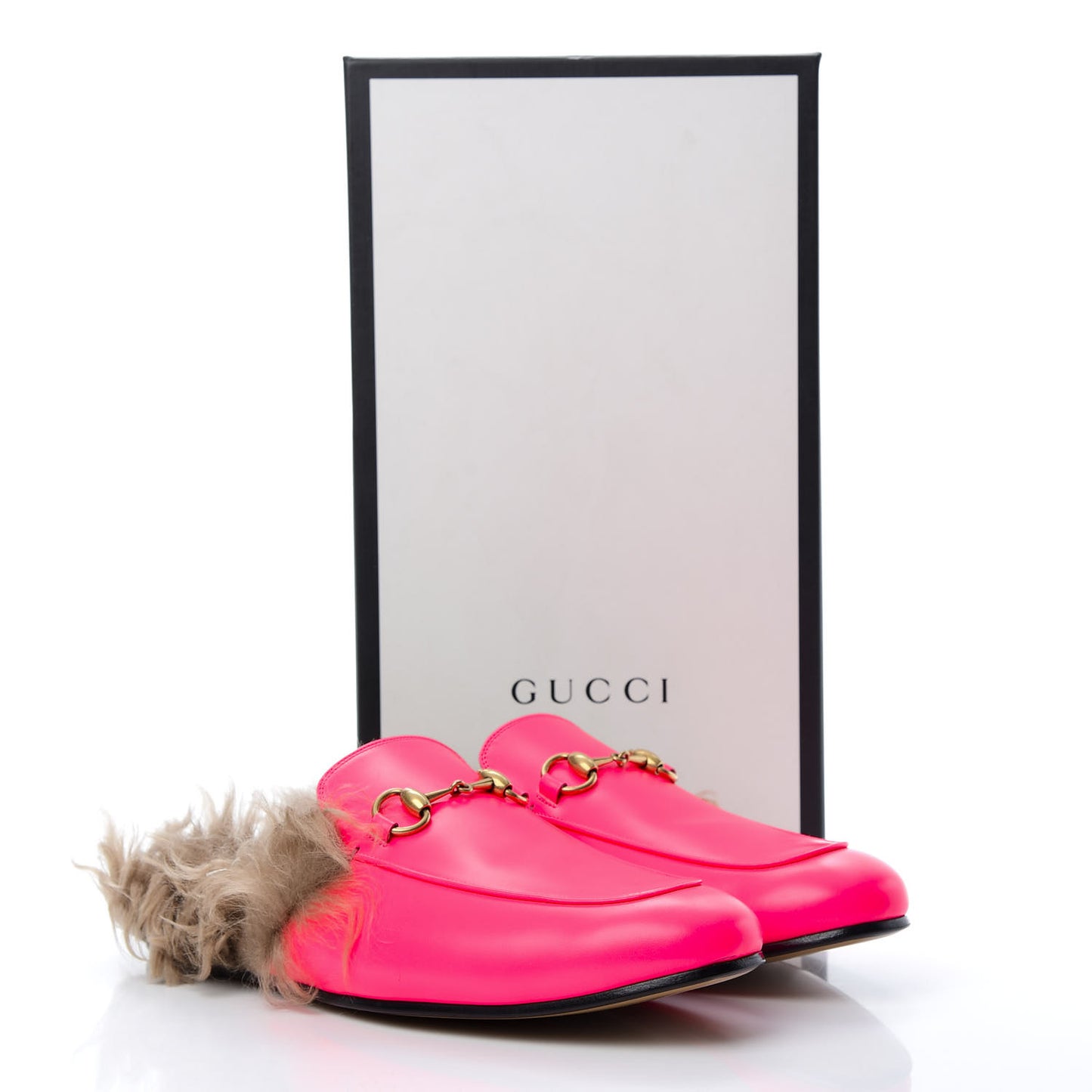 Calfskin Fur Mens Princetown Slippers 9 Fuxia Fluo Natural