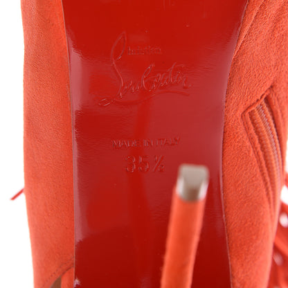 Christian Louboutin Suede Fringe Otoka 120 Booties 35.5 Capucine 7 of 9