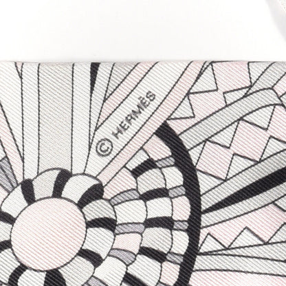 Hermes Silk Les Flots Du Cheval Twilly Gris Rose Pale Black 4 of 5