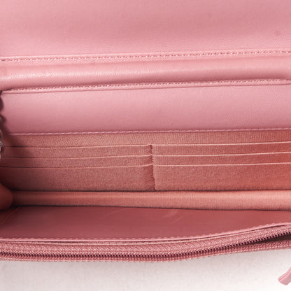 Chanel Lambskin Camellia Embossed Wallet On Chain WOC Pink 7 of 10