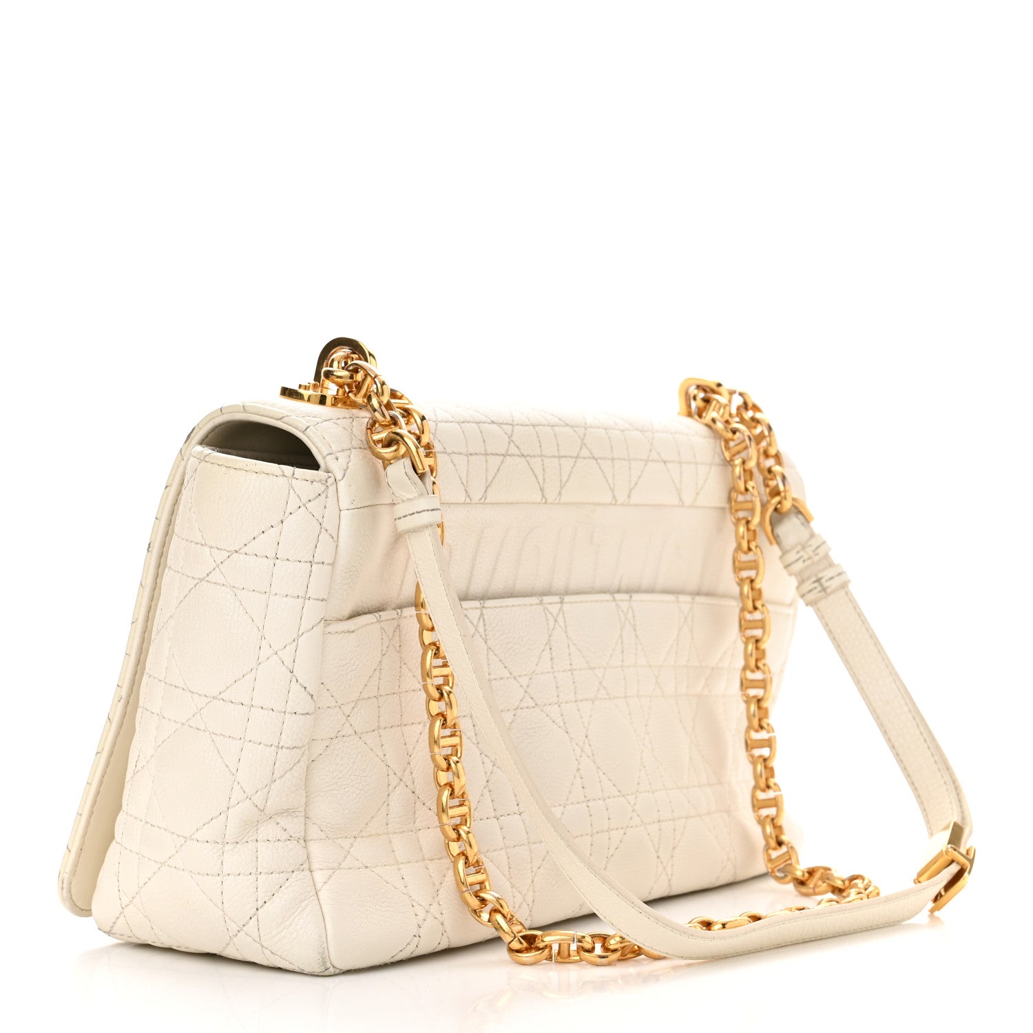 Christian Dior Grained Calfskin Cannage Large Caro Bag Latte 3 of 12