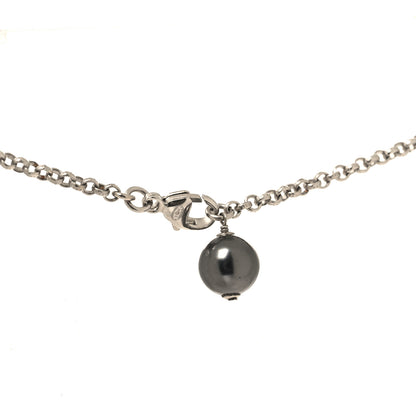 Chanel Pearl Crystal CC Long Necklace Silver Black 4 of 4