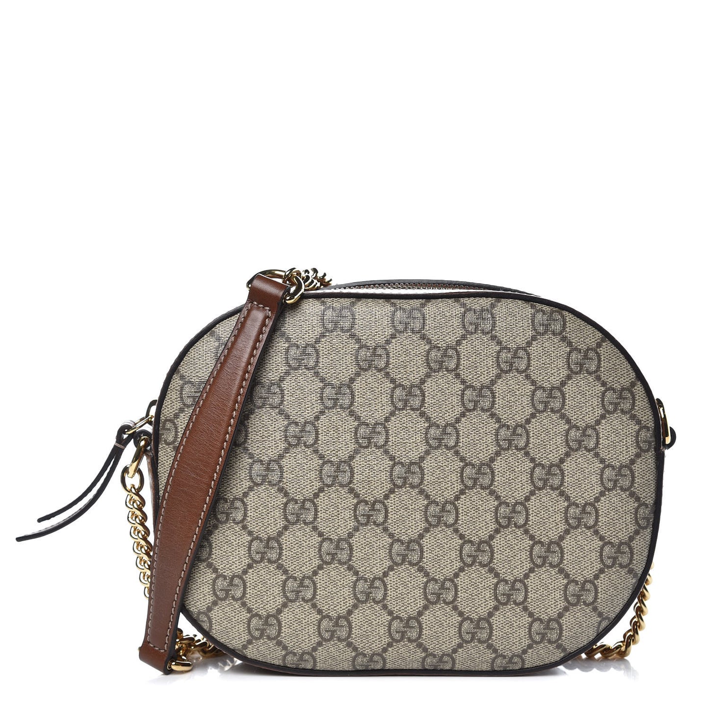 GG Supreme Monogram Cuoio Toscano Mini Chain Shoulder Bag Beige Ebony Cuir