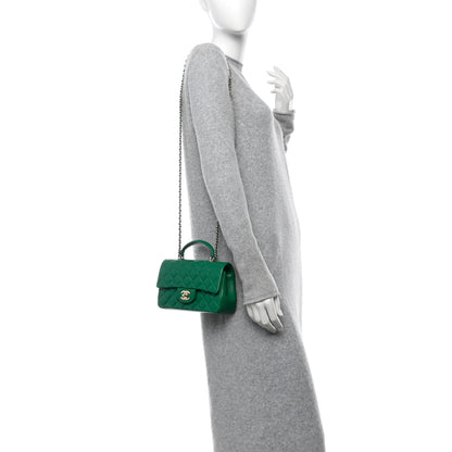 Chanel Lambskin Quilted Mini Top Handle Rectangular Flap Green 2 of 10