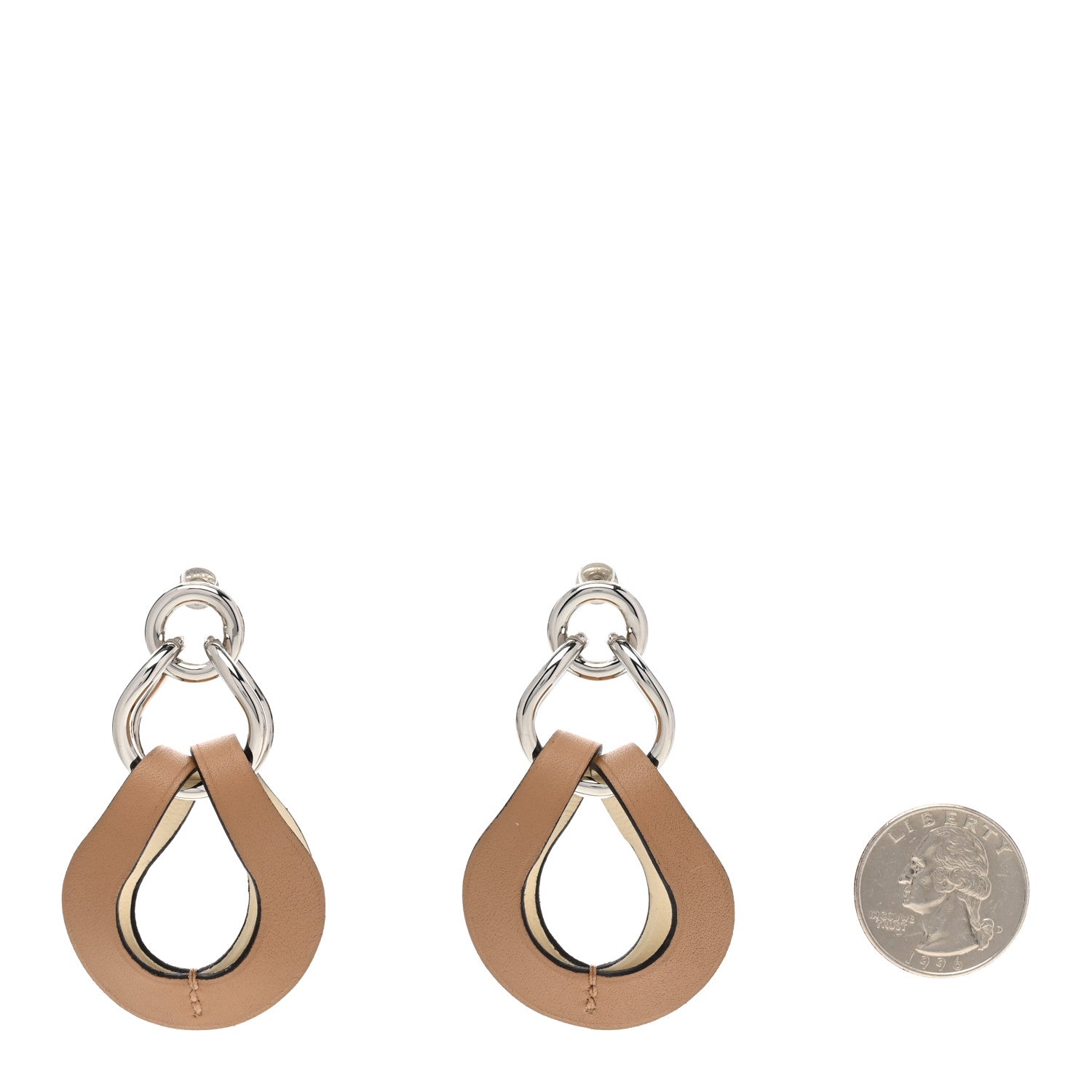 Hermes Swift Palladium Virevolte Drop Earrings Large Chai Nata 2 of 7