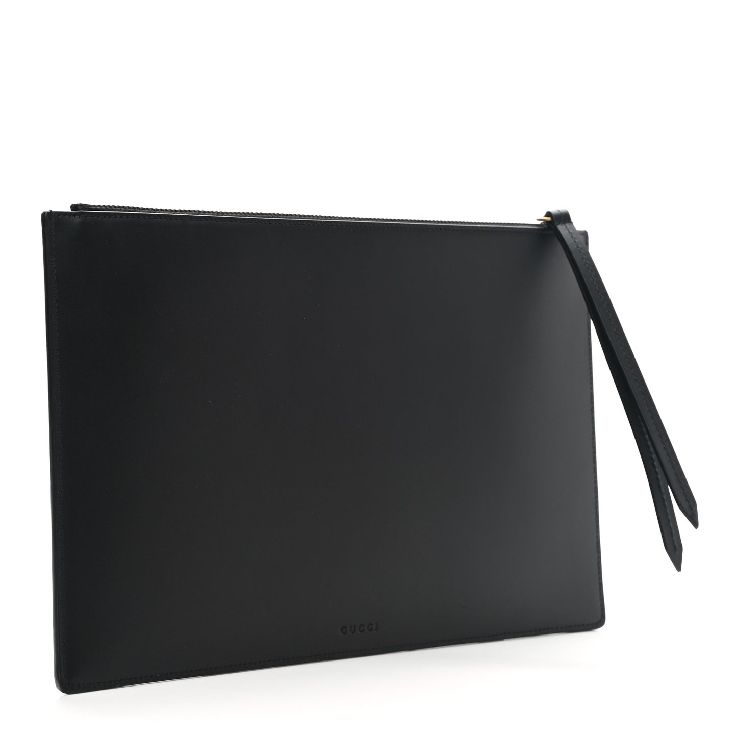 Calfskin GucciGhost Life is Gucci Zip Pouch Black