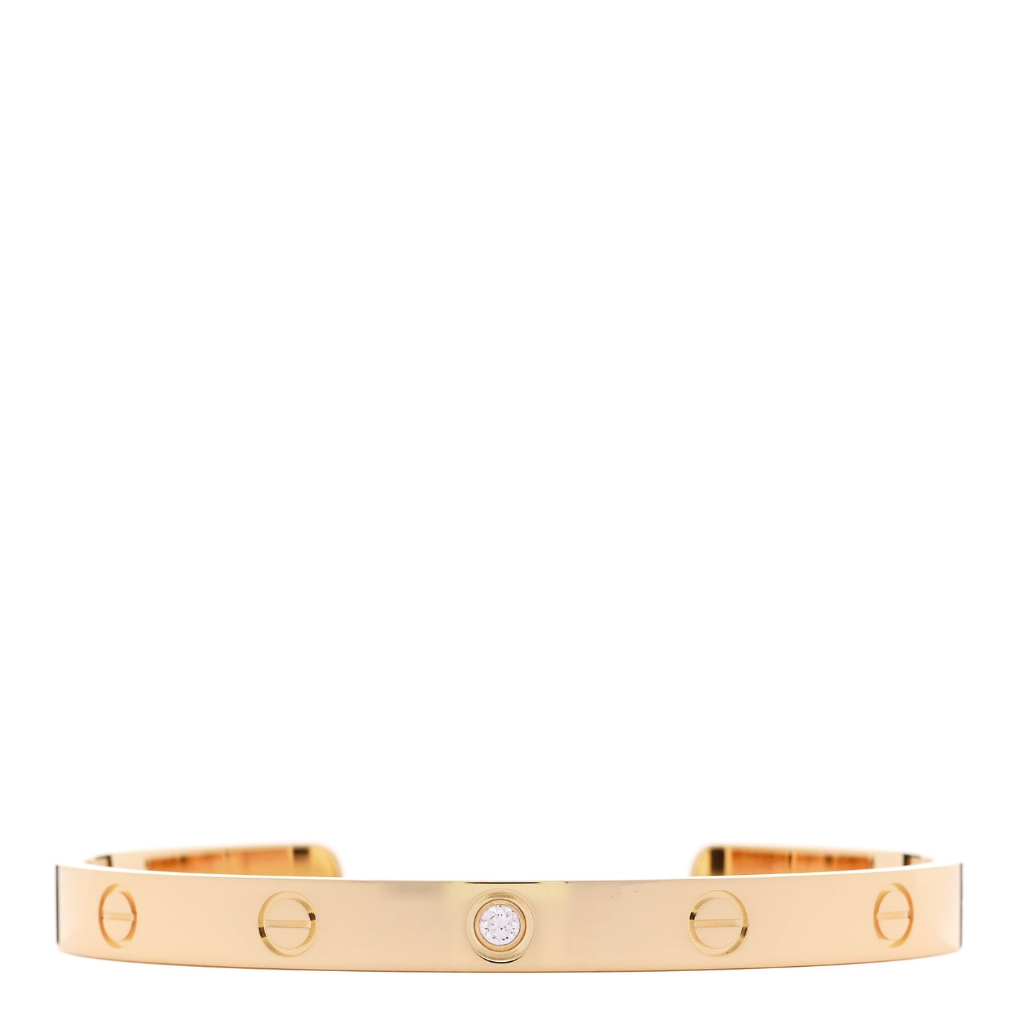 18K Yellow Gold 1 Diamond LOVE Cuff Bracelet 18