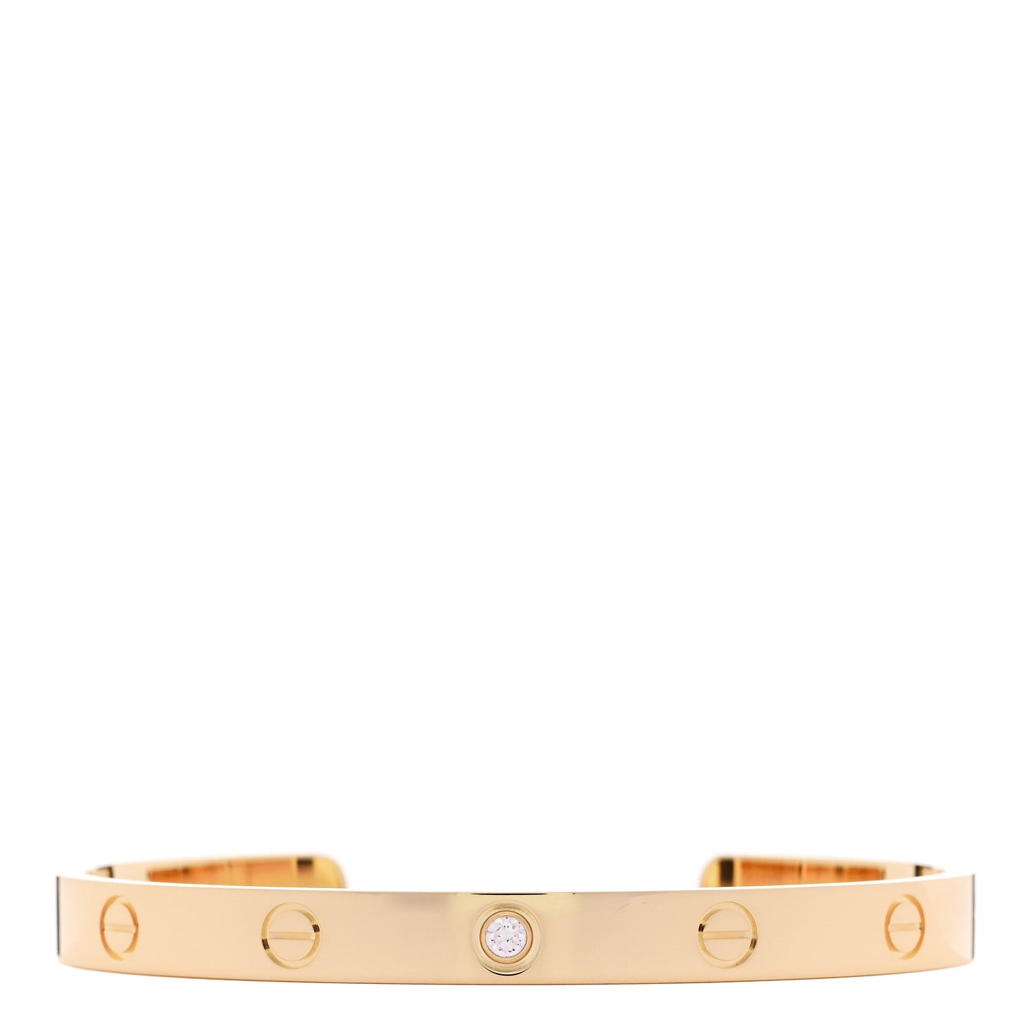 Cartier 18K Yellow Gold 1 Diamond LOVE Cuff Bracelet 18 1 of 4
