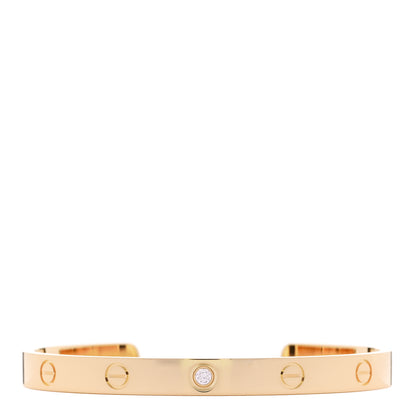 Cartier 18K Yellow Gold 1 Diamond LOVE Cuff Bracelet 18 1 of 4