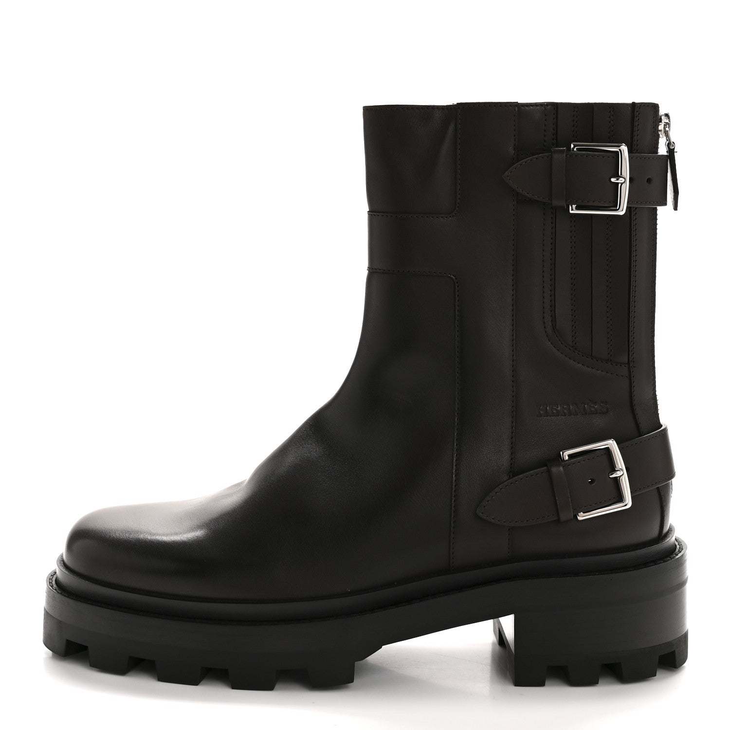 Hermes Calfskin Mens Jaimy Ankle Boots 43 Chocolate 1 of 10