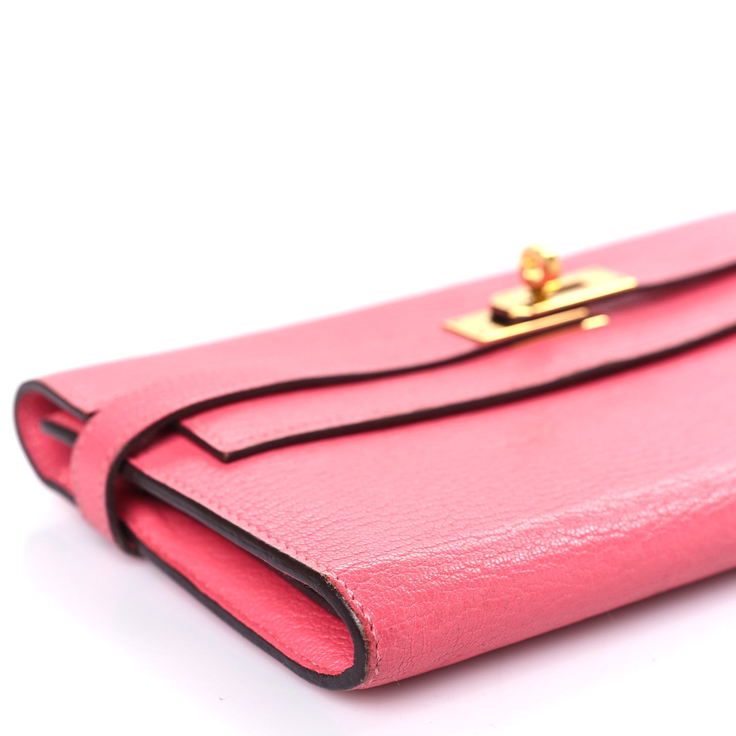Hermes Chevre Mysore Kelly Longue Wallet Rose Azalee 8 of 14