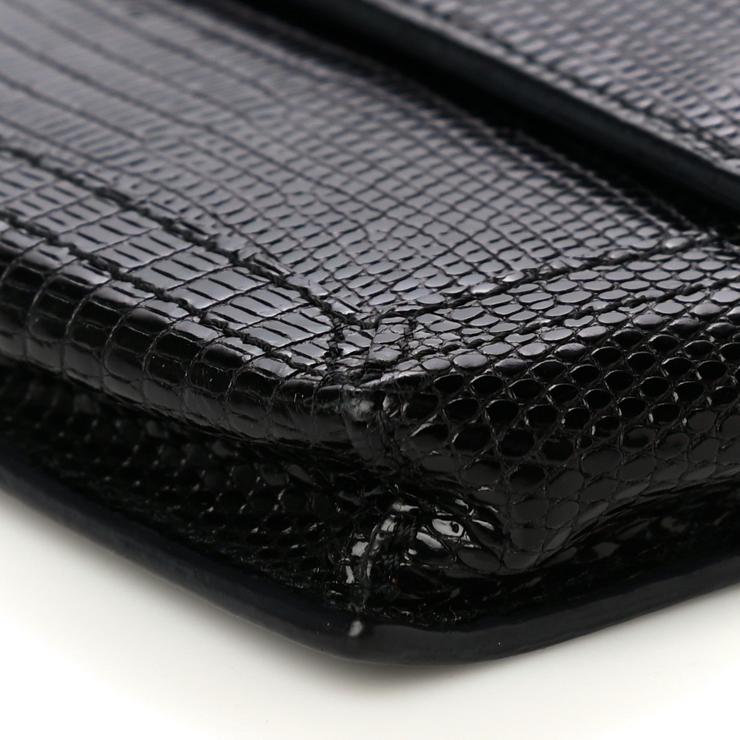 Fendi Calfskin Lizard Embossed Wallet on Chain Black 10 of 15