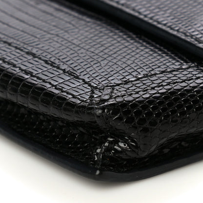 Fendi Calfskin Lizard Embossed Wallet on Chain Black 10 of 15