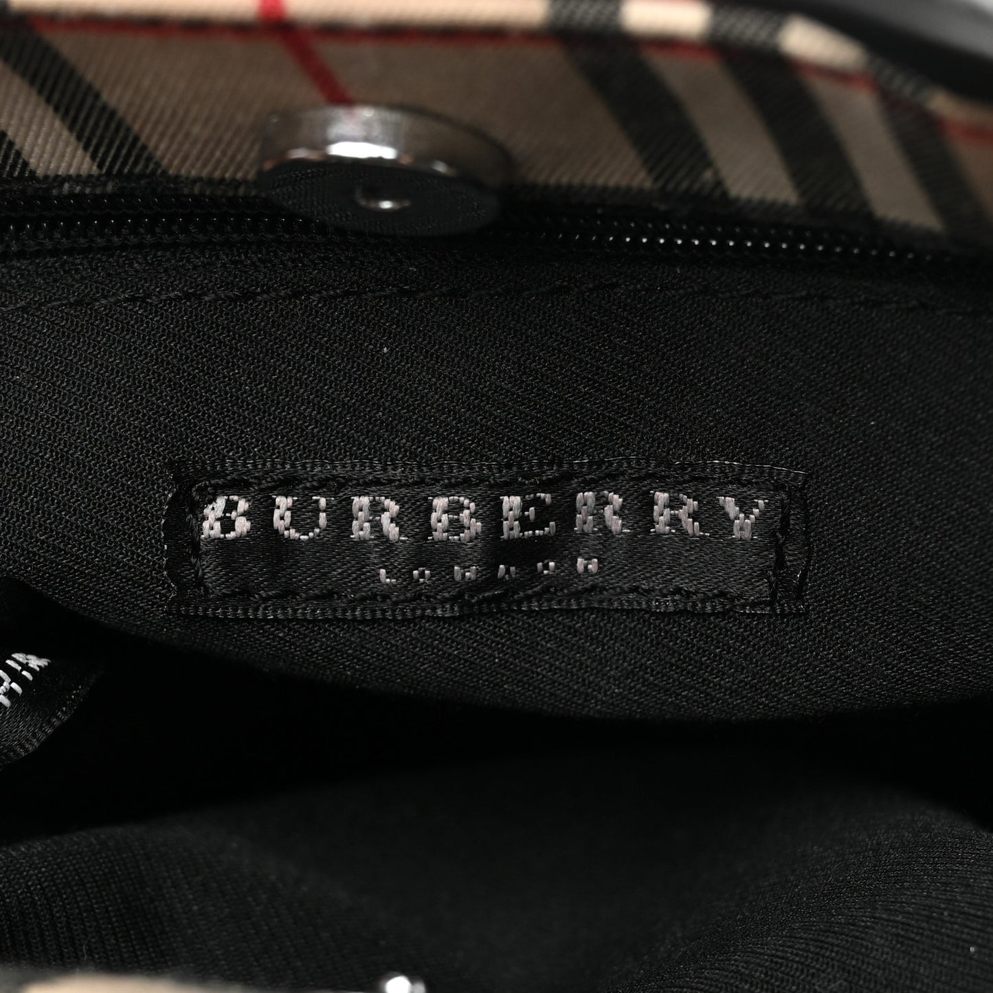 Canvas Check Small Tote Black