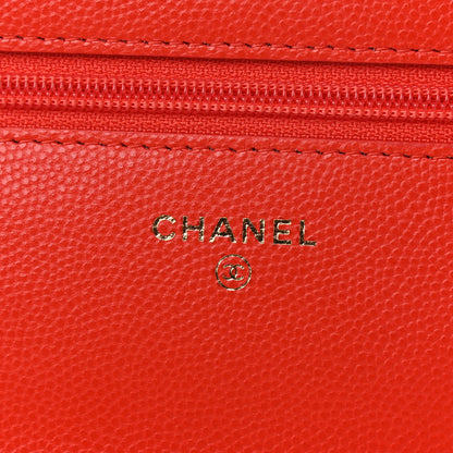 Chanel Caviar Quilted Wallet On Chain WOC Orange 5 of 9