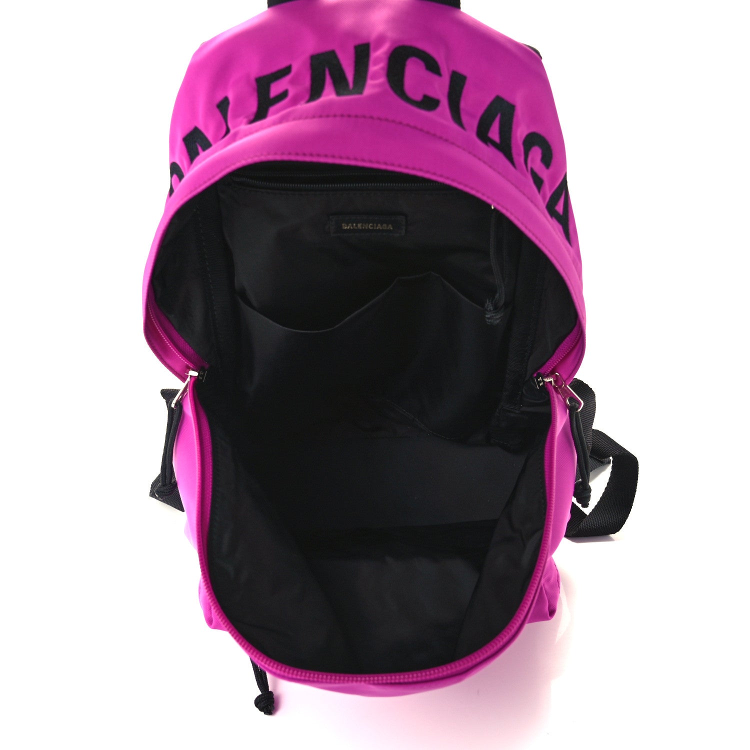 Balenciaga Sport Nylon Logo Embroidered S Wheel Backpack Fuchsia Black 5 of 11