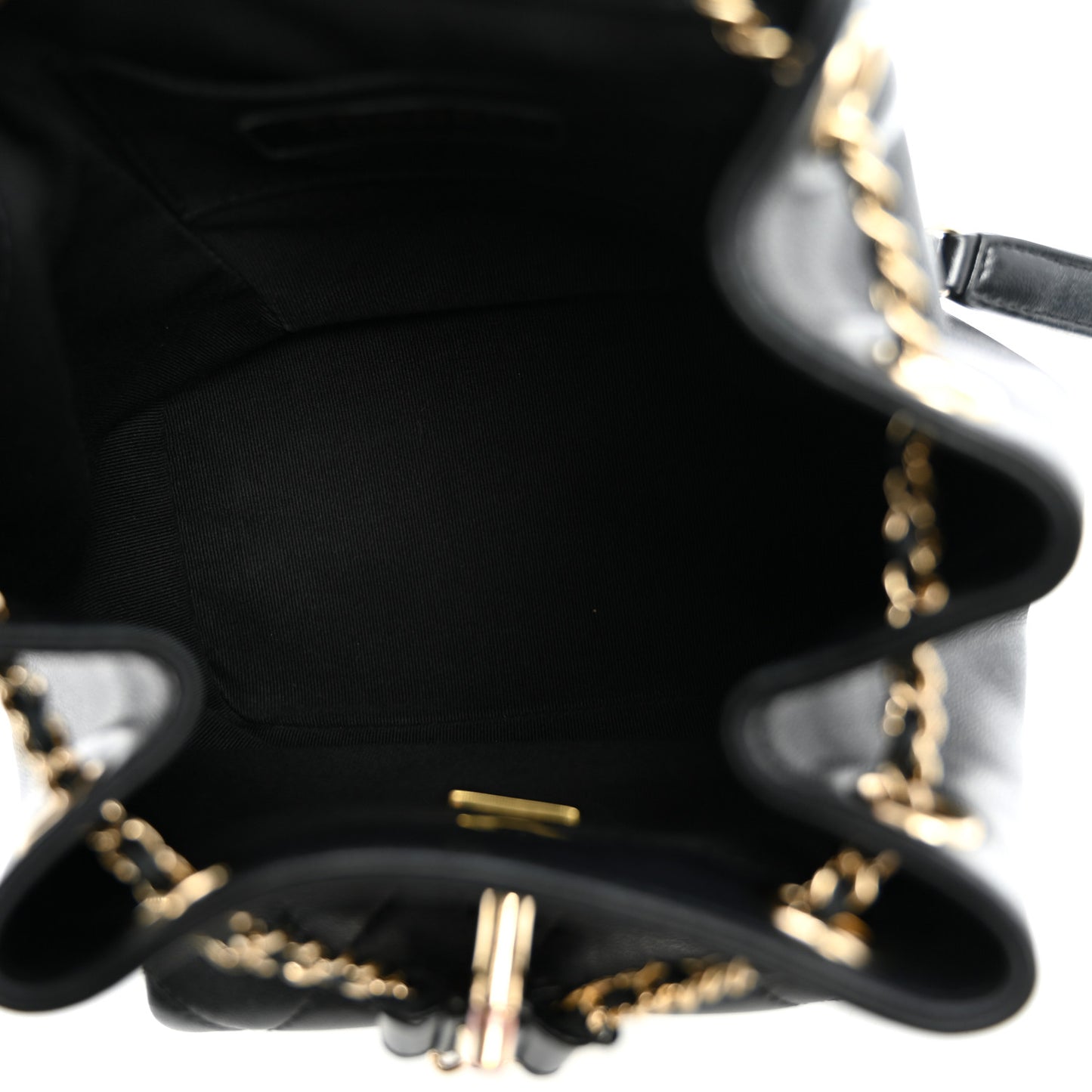 Lambskin Quilted Small Duma Drawstring Backpack Black