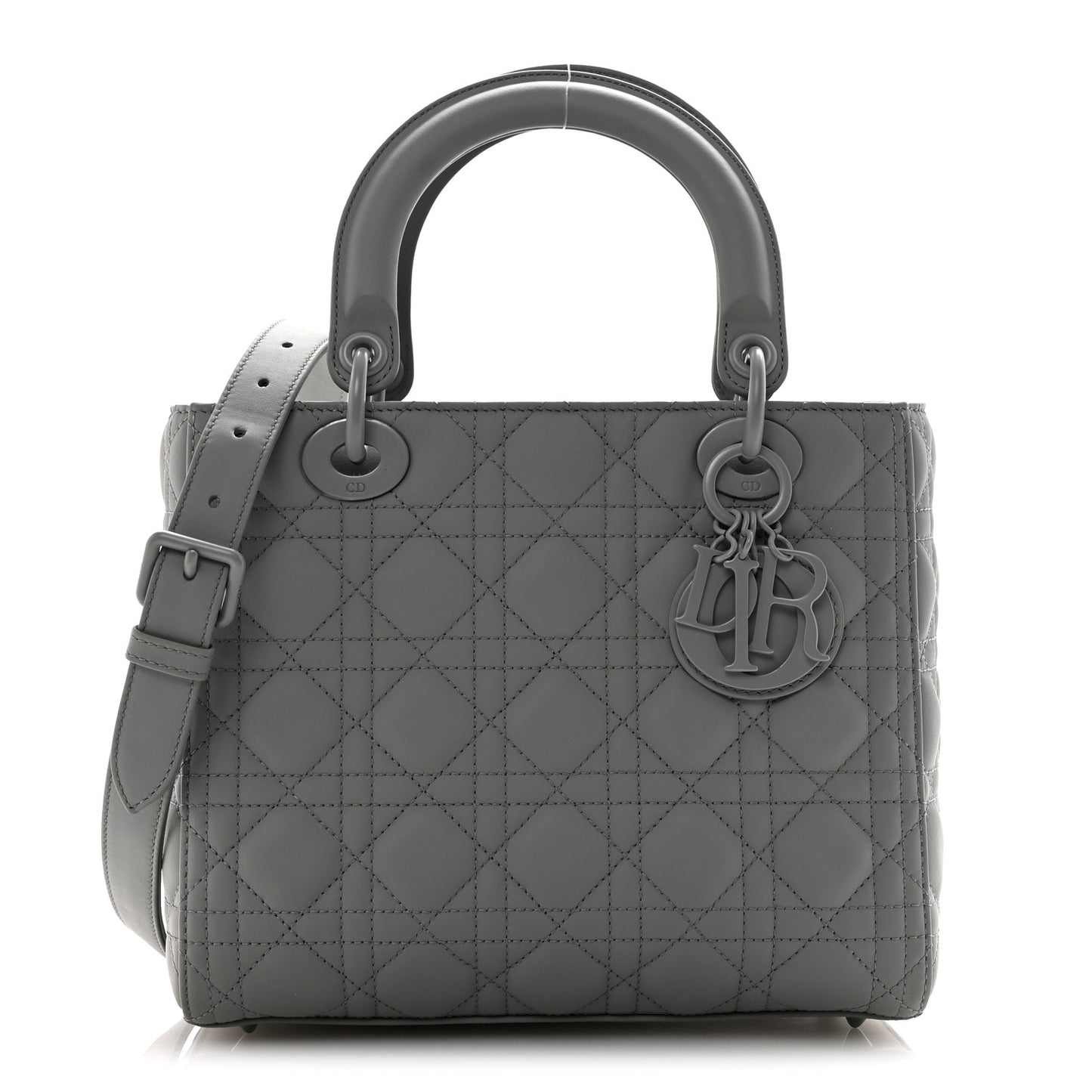 Ultra Matte Calfskin Cannage Medium Lady Dior Grey Stone
