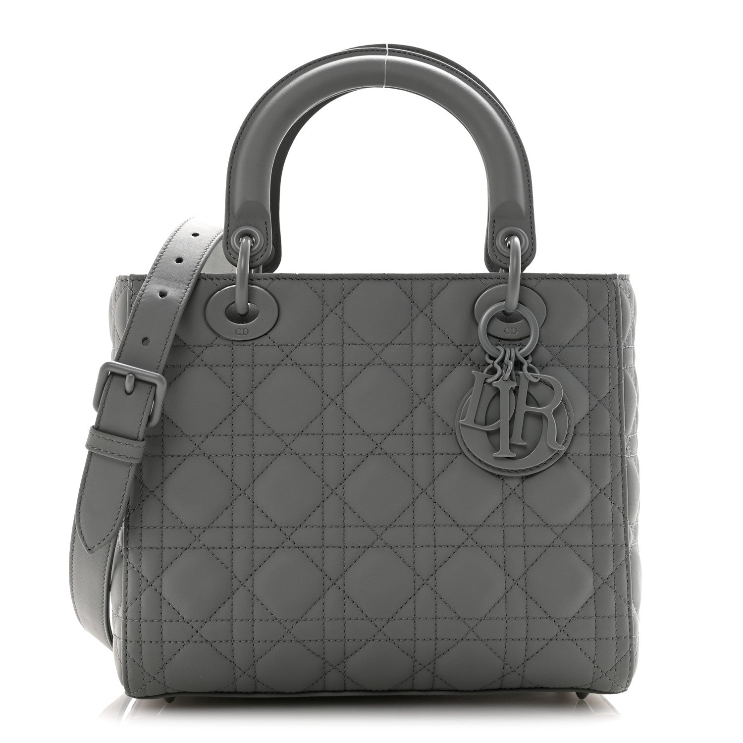 Christian Dior Ultra Matte Calfskin Cannage Medium Lady Dior Grey Stone 1 of 10