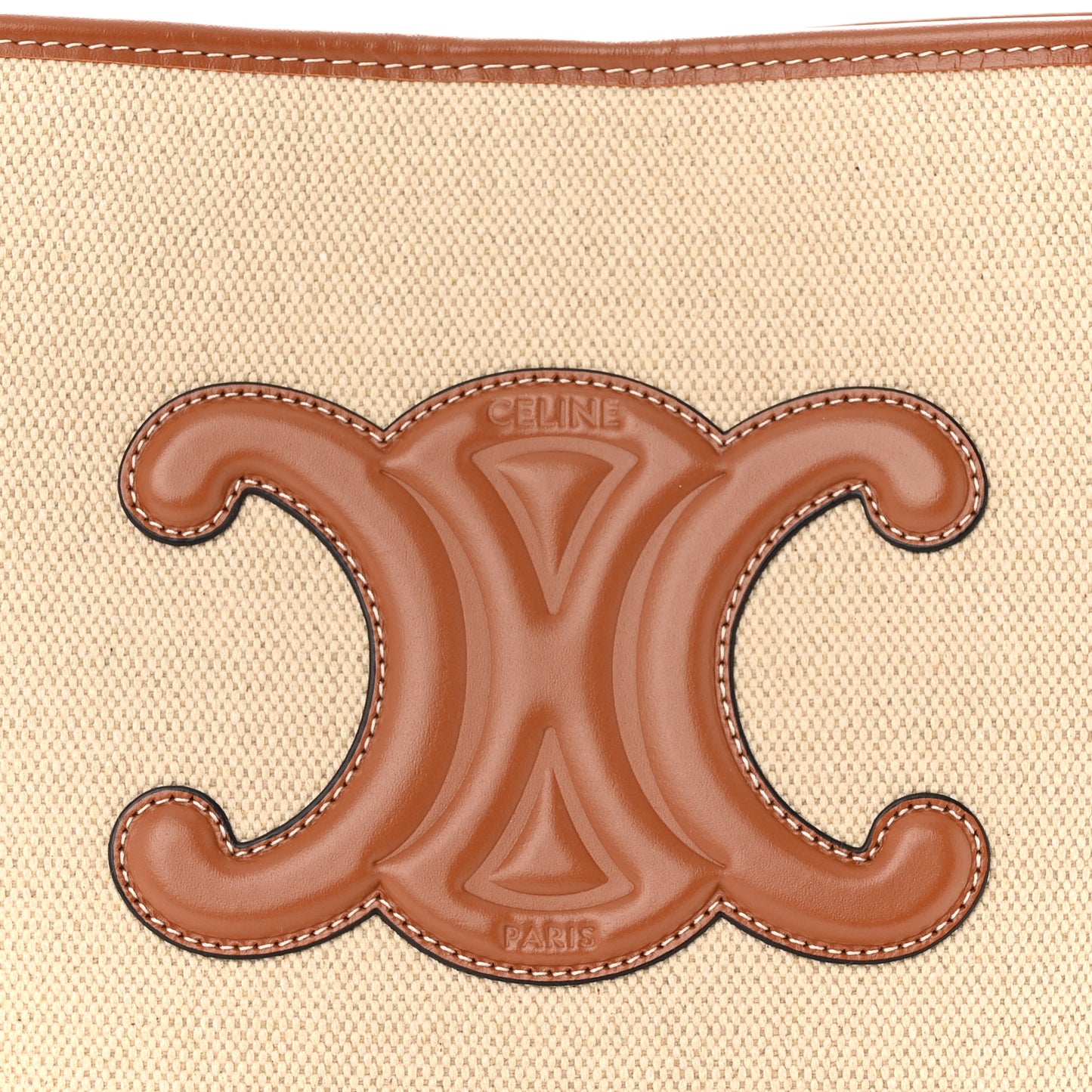 Canvas Calfskin Triomphe Small Bucket Bag Vanilla Tan