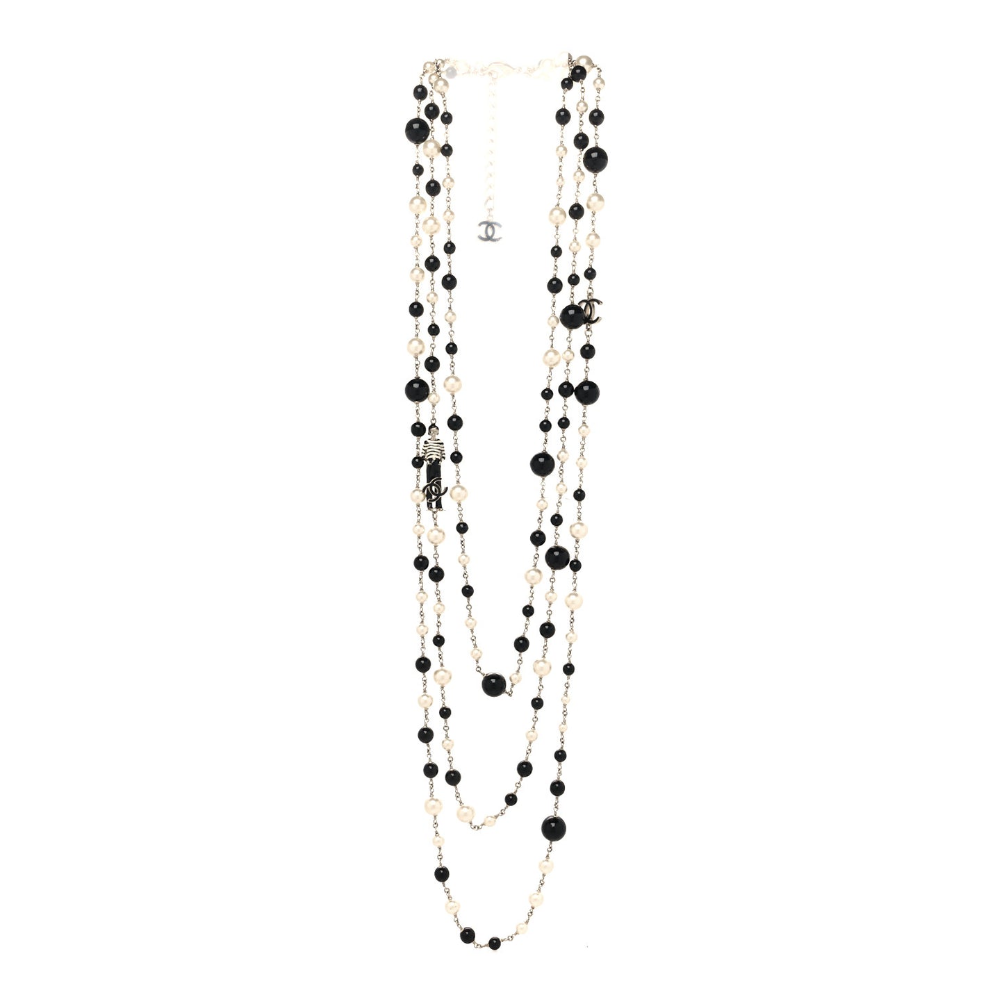 Crystal Pearl Resin CC Necklace Black Gold