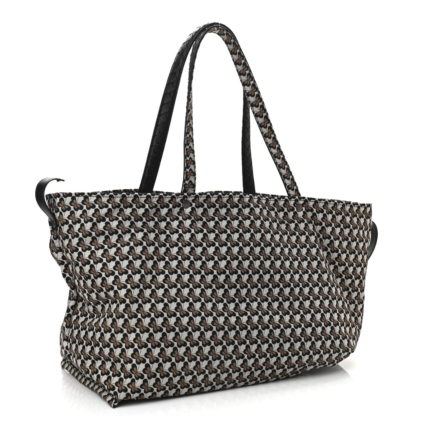 Nappa Nylon Medium Reversible Butterfly Shoulder Bag Black Cement