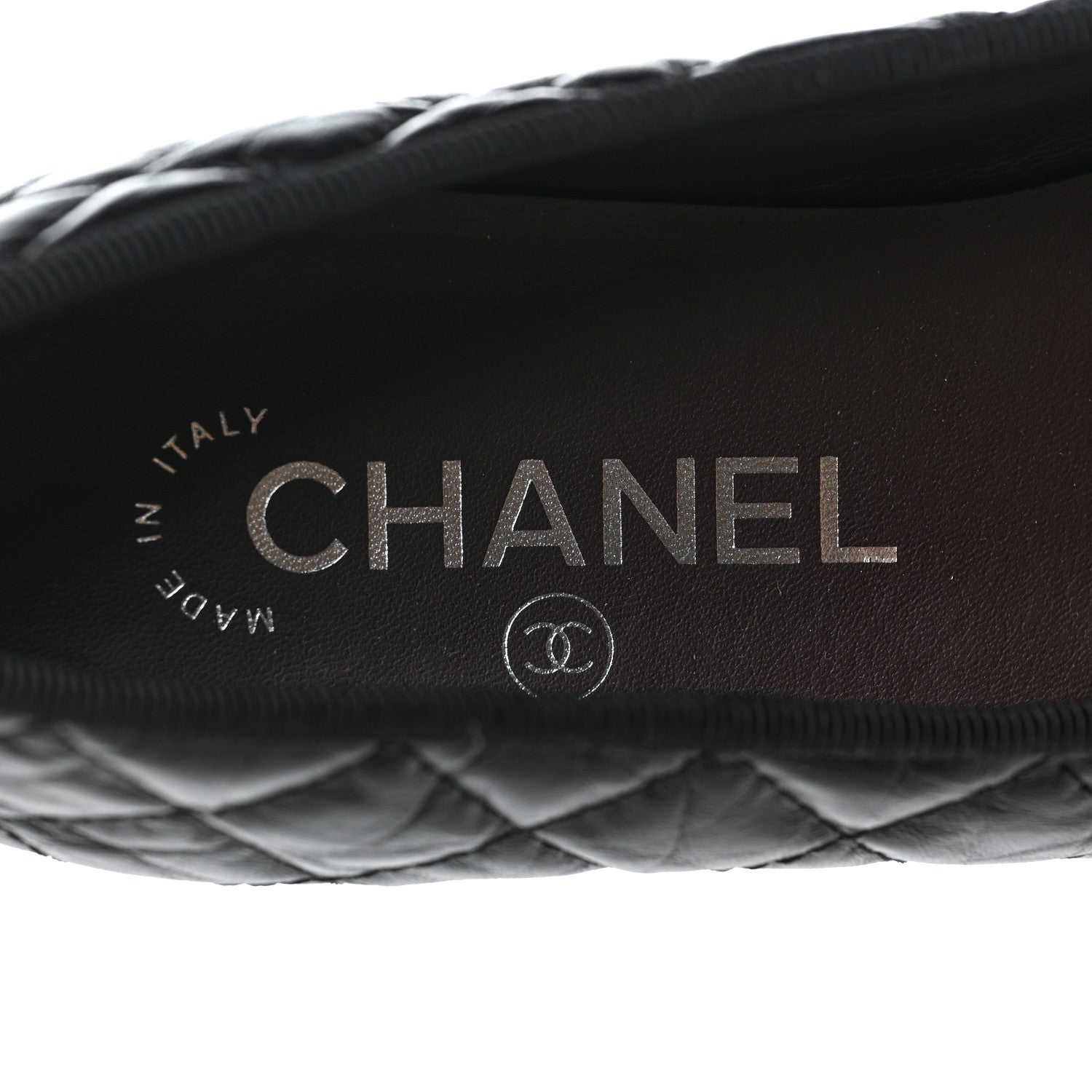 Chanel Aged Calfskin Quilted CC Cap Toe Ballerina Flats 37 Black 7 of 10