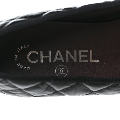 Chanel Aged Calfskin Quilted CC Cap Toe Ballerina Flats 37 Black 7 of 10