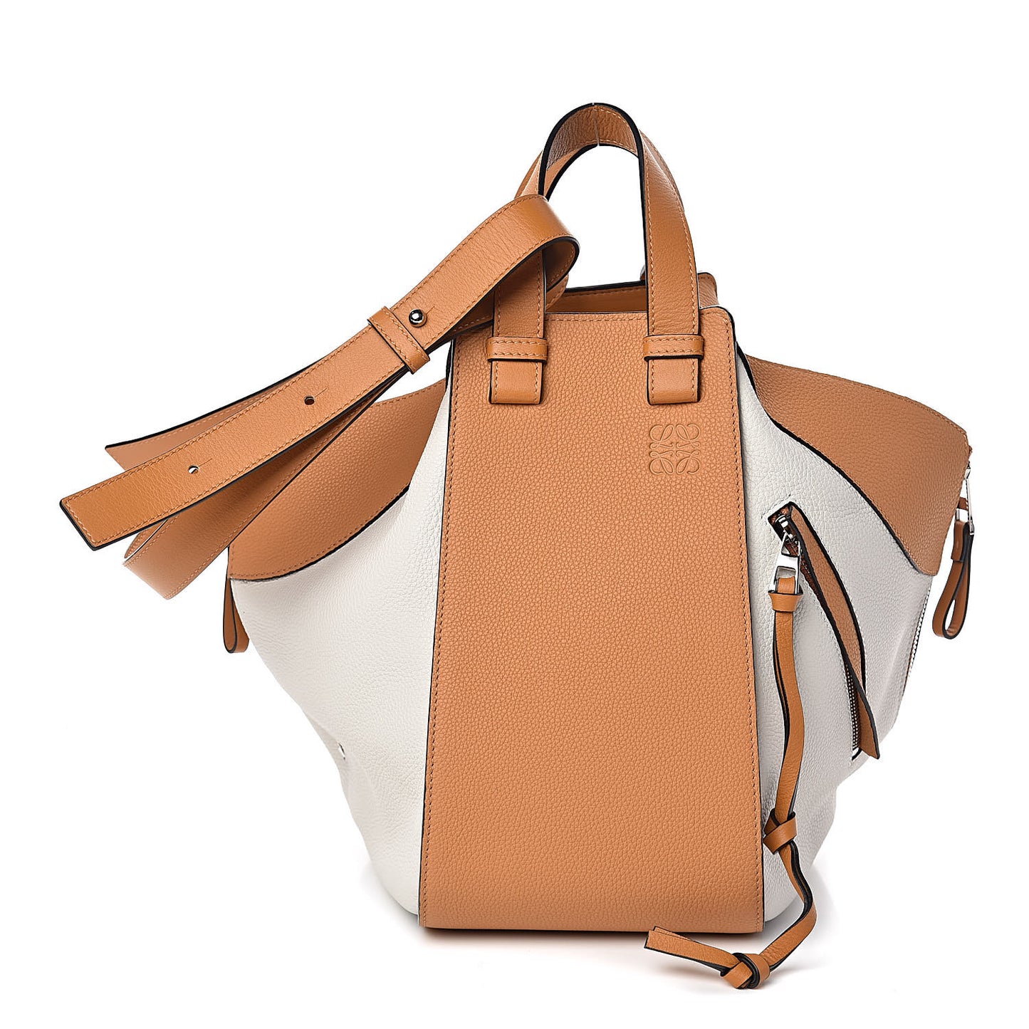 Calfskin Medium Hammock Shoulder Bag Tan White