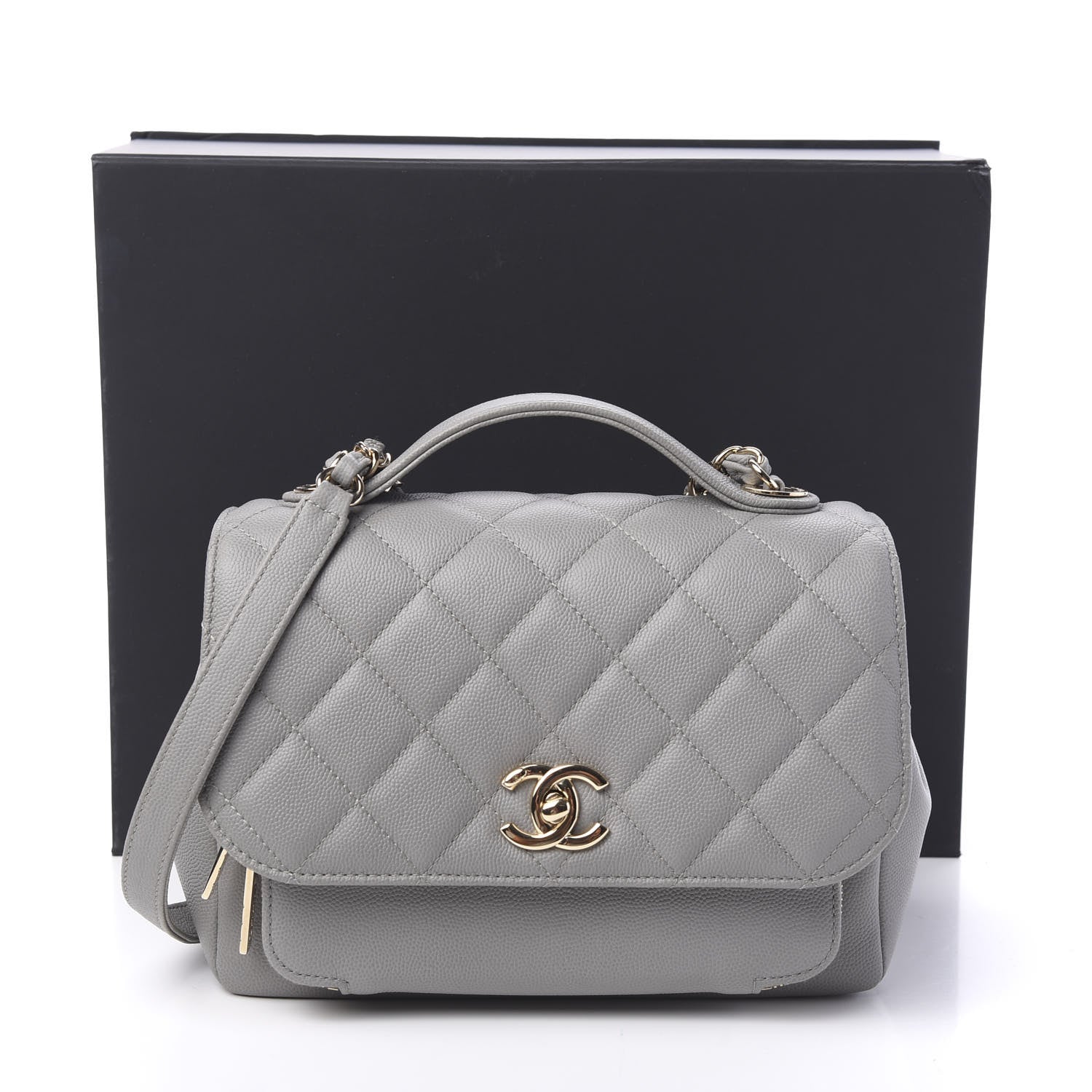 Chanel Caviar Quilted Medium Business Affinity Flap Grey 10 of 10