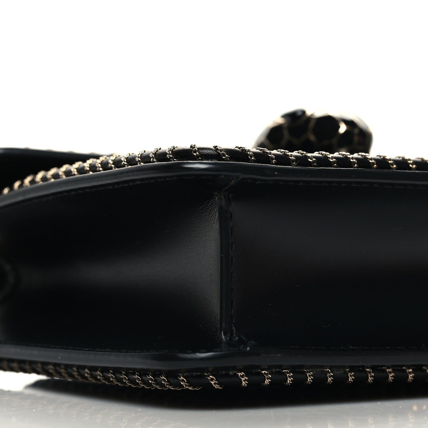 Bulgari Calfskin Woven Chain Serpenti Forever Crossbody Bag Black 9 of 10