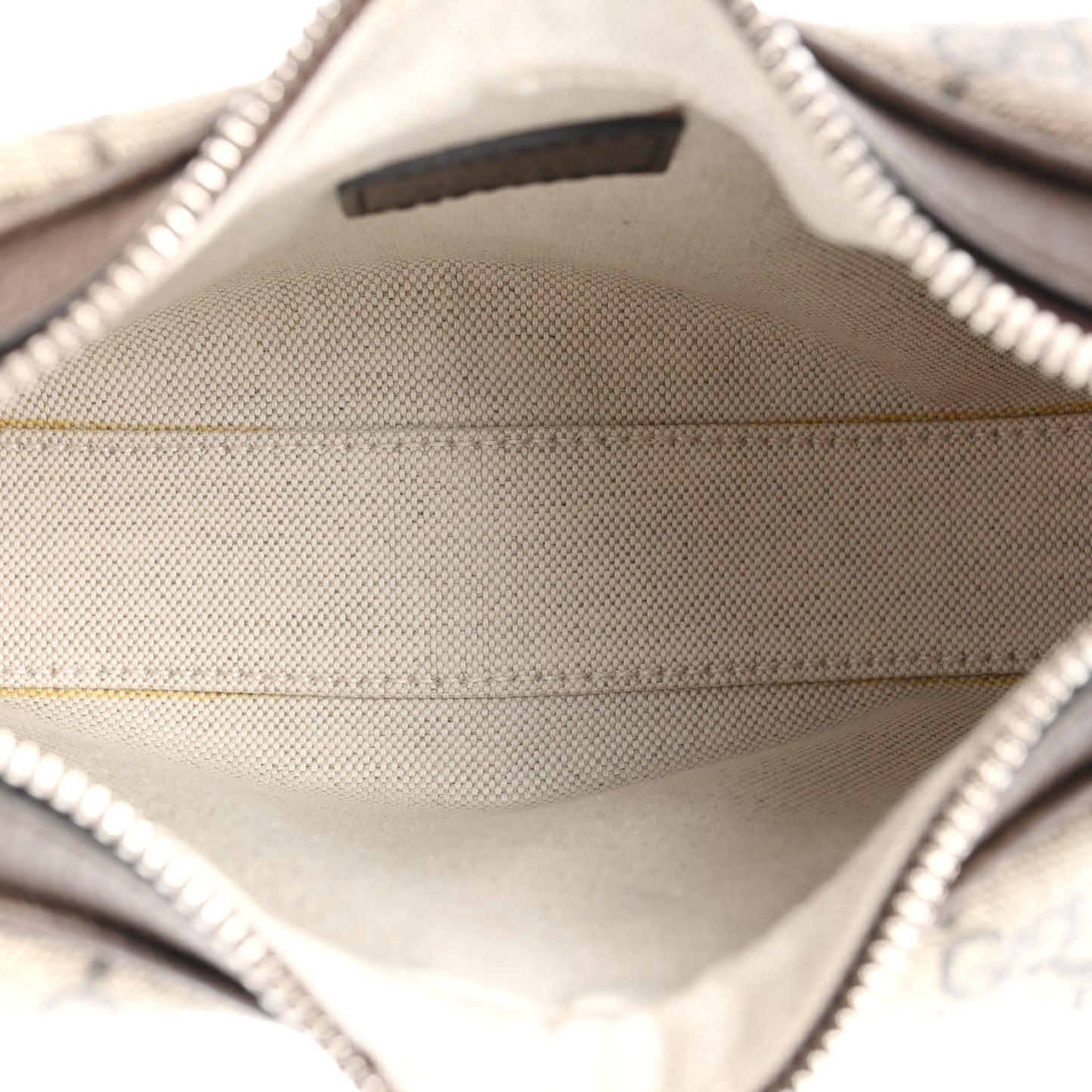 GG Supreme Monogram Textured Calfskin Web Small Attache Shoulder Bag Beige Ebony New Acero