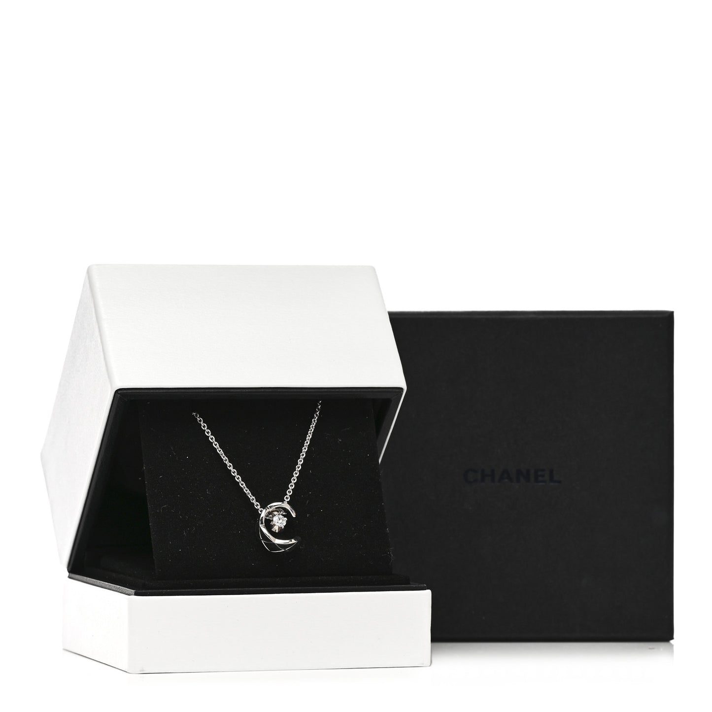 18K White Gold Diamond Coco Crush C Necklace
