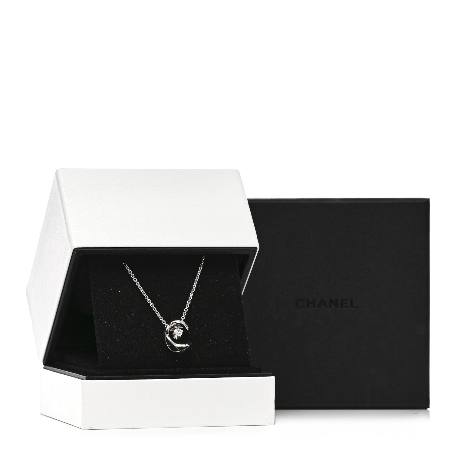 Chanel 18K White Gold Diamond Coco Crush C Necklace 6 of 6
