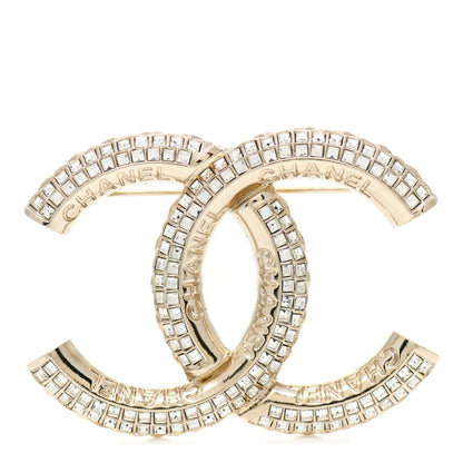 Chanel Metal Crystal Baguette CC Brooch Gold 1 of 5