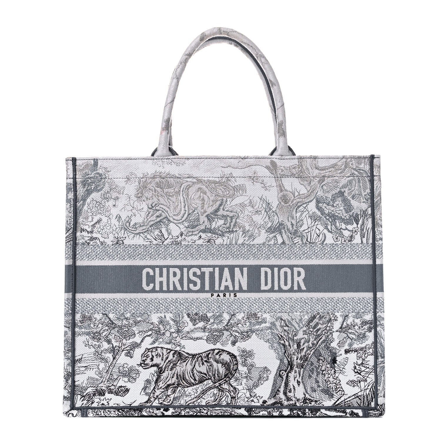 Christian Dior Canvas Embroidered Large Dioriviera Toile De Jouy Book Tote Gray 1 of 10