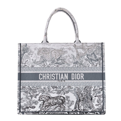 Christian Dior Canvas Embroidered Large Dioriviera Toile De Jouy Book Tote Gray 1 of 10