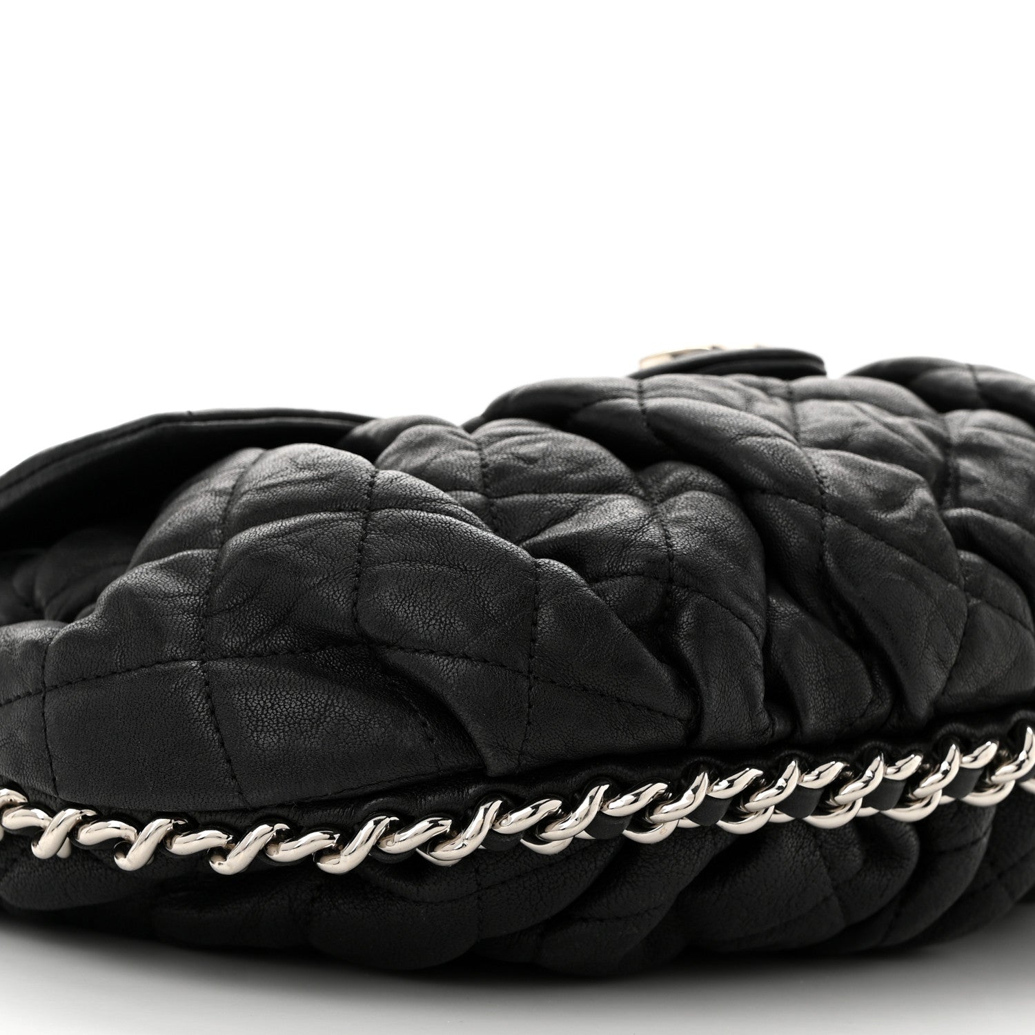 Chanel Washed Lambskin Quilted Medium Chain Around Messenger Black 9 of 10