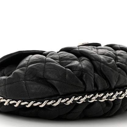 Chanel Washed Lambskin Quilted Medium Chain Around Messenger Black 9 of 10