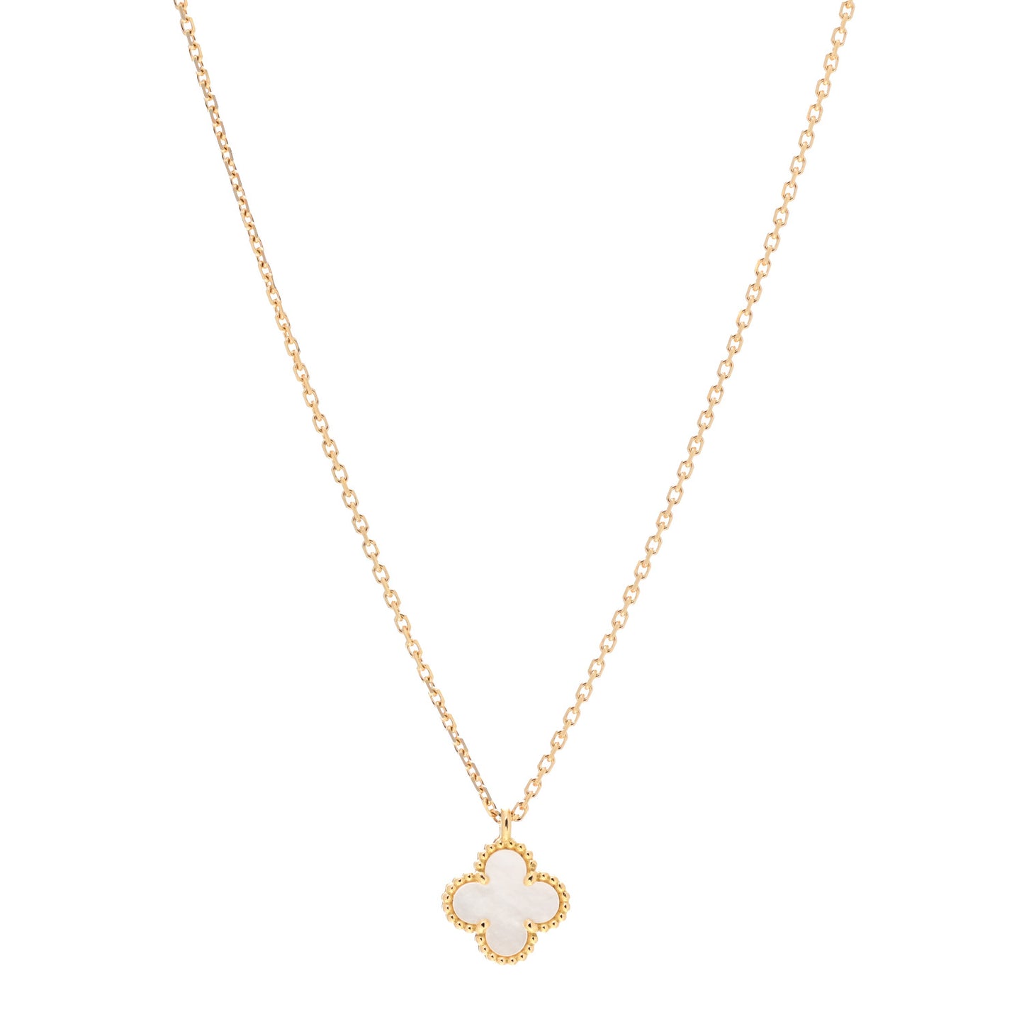 18K Yellow Gold Mother of Pearl Sweet Alhambra Pendant Necklace