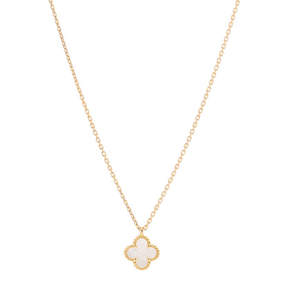 Van Cleef & Arpels 18K Yellow Gold Mother of Pearl Sweet Alhambra Pendant Necklace 1 of 7