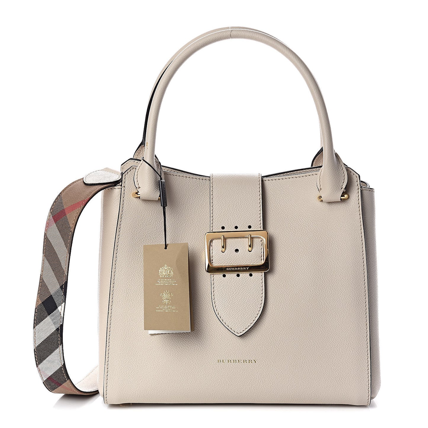 Soft Grain Calfskin Medium Buckle Tote Limestone