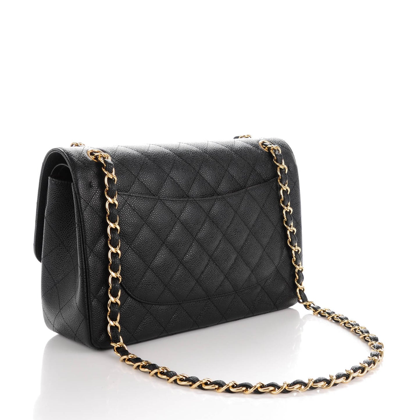 Caviar Quilted Jumbo Double Flap Black